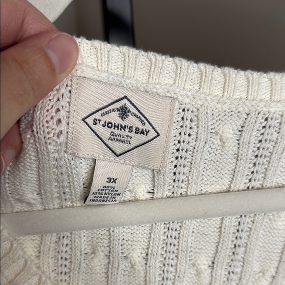 St. John's Bay Cream Cable Knit Crew Neck Sweater size 3X - Picture 2 of 5